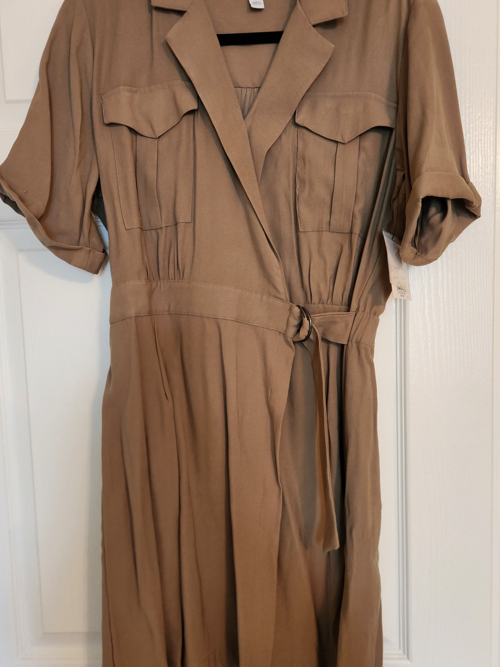 Nine West Taupe Utility Midi Dress with Belt
